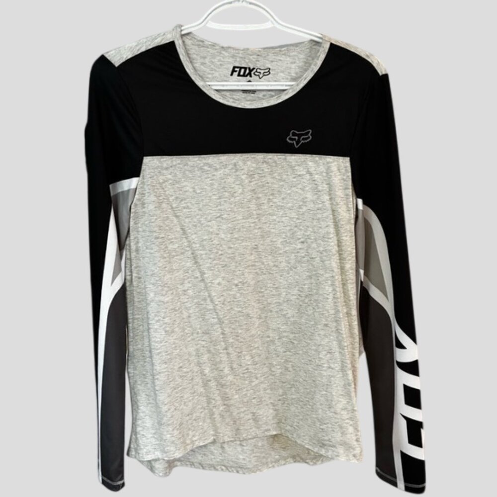 Fox Racing Shirt Women's Grey Black Long Sleeve Moto Jersey Size Small - Picture 4 of 14